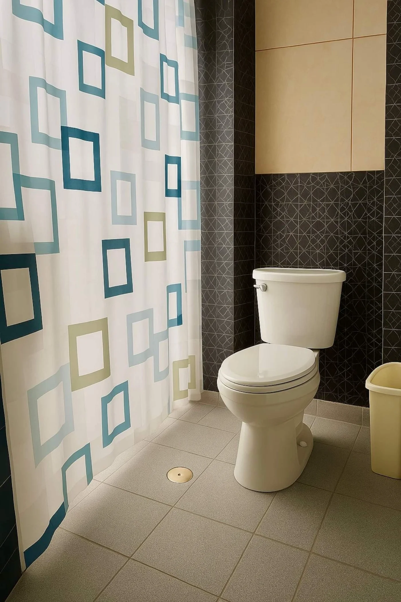 Baño con ducha y cortina